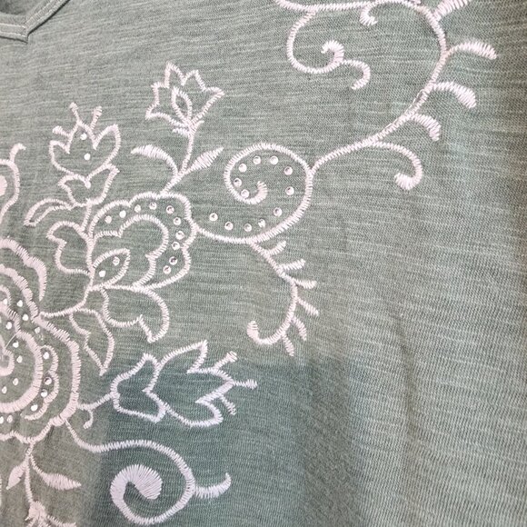 Woman Within Fading Green and White V-Neck Top Size 14/16 M - Picture 5 of 11